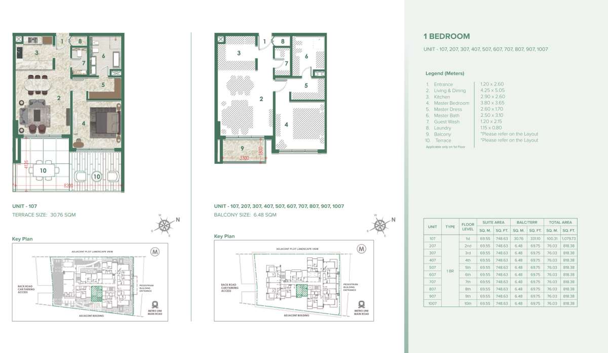 1 BEDROOM - 107,207,307,407,507,607,707,807,907,1007